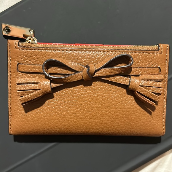 NWT Kate Spade Hayes Small Wallet in Warm Gingerbread brown leather Red - Picture 4 of 14